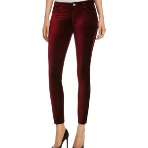 Paige Verdugo Crimson Burgundy Ankle Velvet Skinny Jeans Size 27 EUC